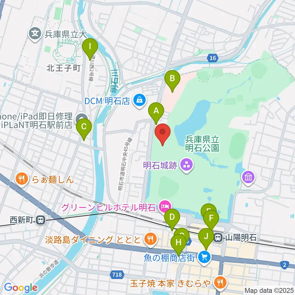 きしろスタジアム 明石公園陸上競技場周辺のコンビニエンスストア一覧地図