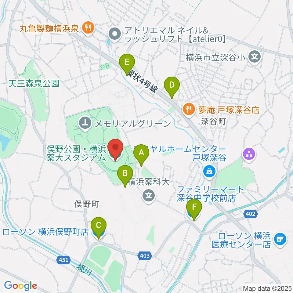 俣野公園・横浜薬大スタジアム周辺のコンビニエンスストア一覧地図