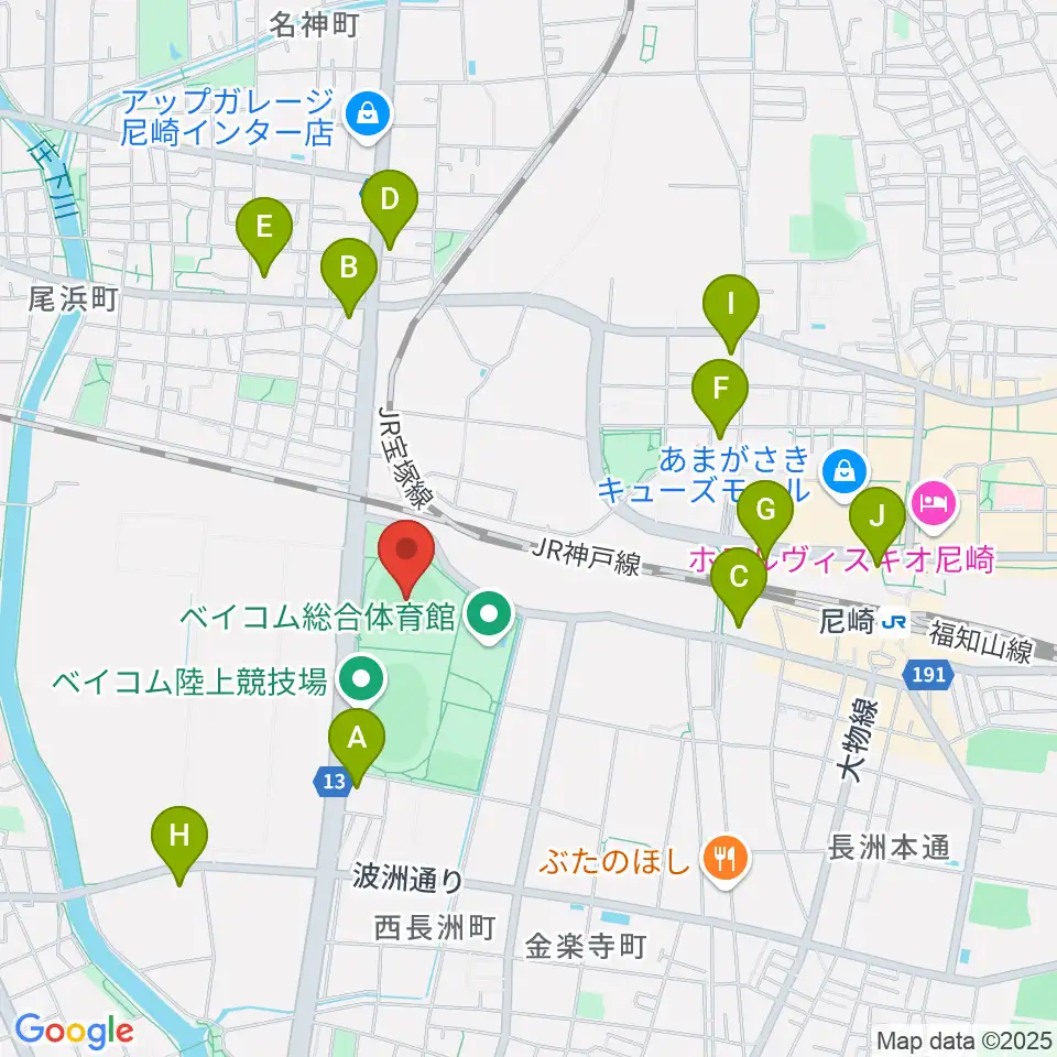 ベイコム野球場周辺のコンビニエンスストア一覧地図