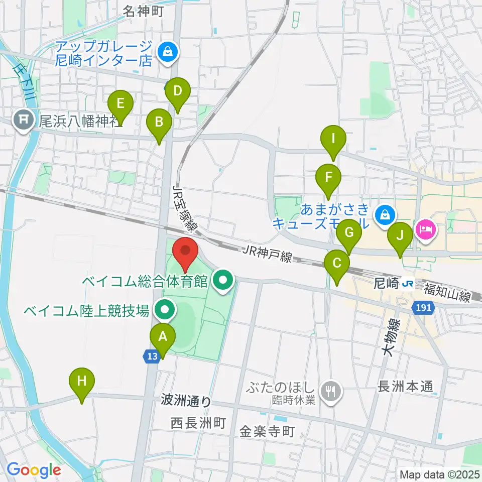 ベイコム野球場周辺のコンビニエンスストア一覧地図