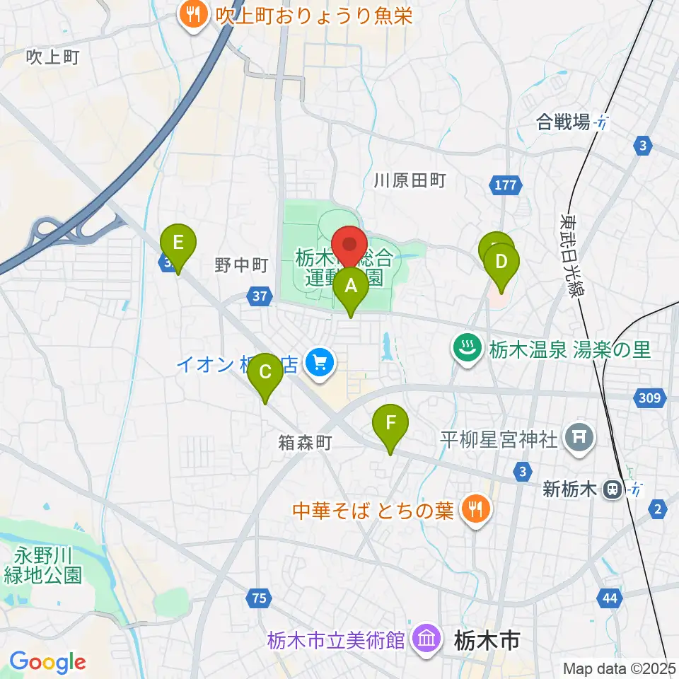 マルワ・アリーナとちぎ周辺のコンビニエンスストア一覧地図