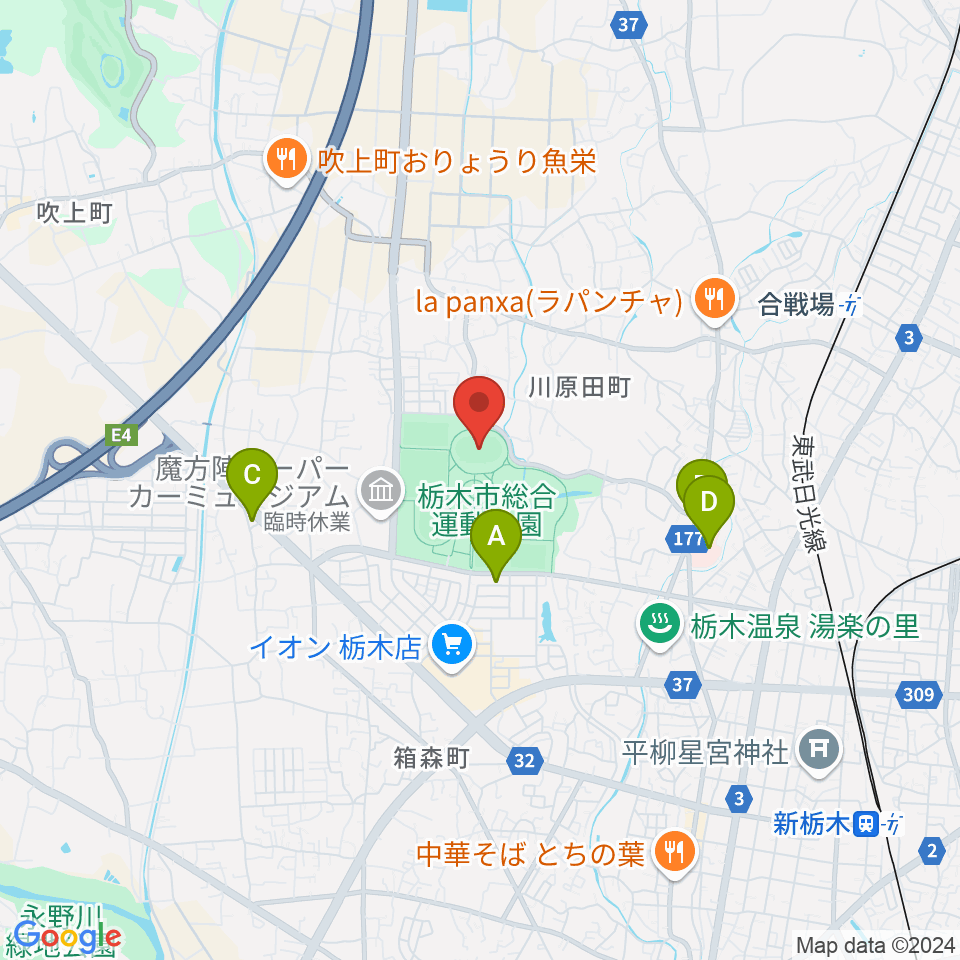 ニッコークリエートスポーツフィールドとちぎ周辺のコンビニエンスストア一覧地図