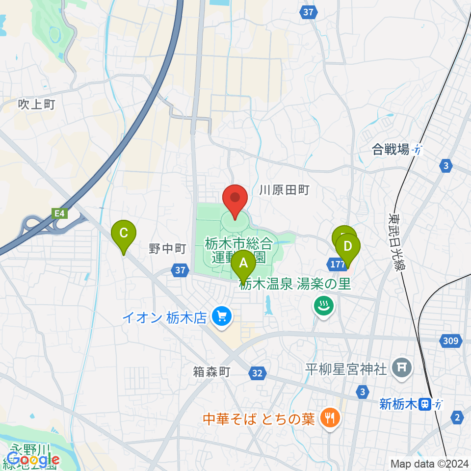 ニッコークリエートスポーツフィールドとちぎ周辺のコンビニエンスストア一覧地図