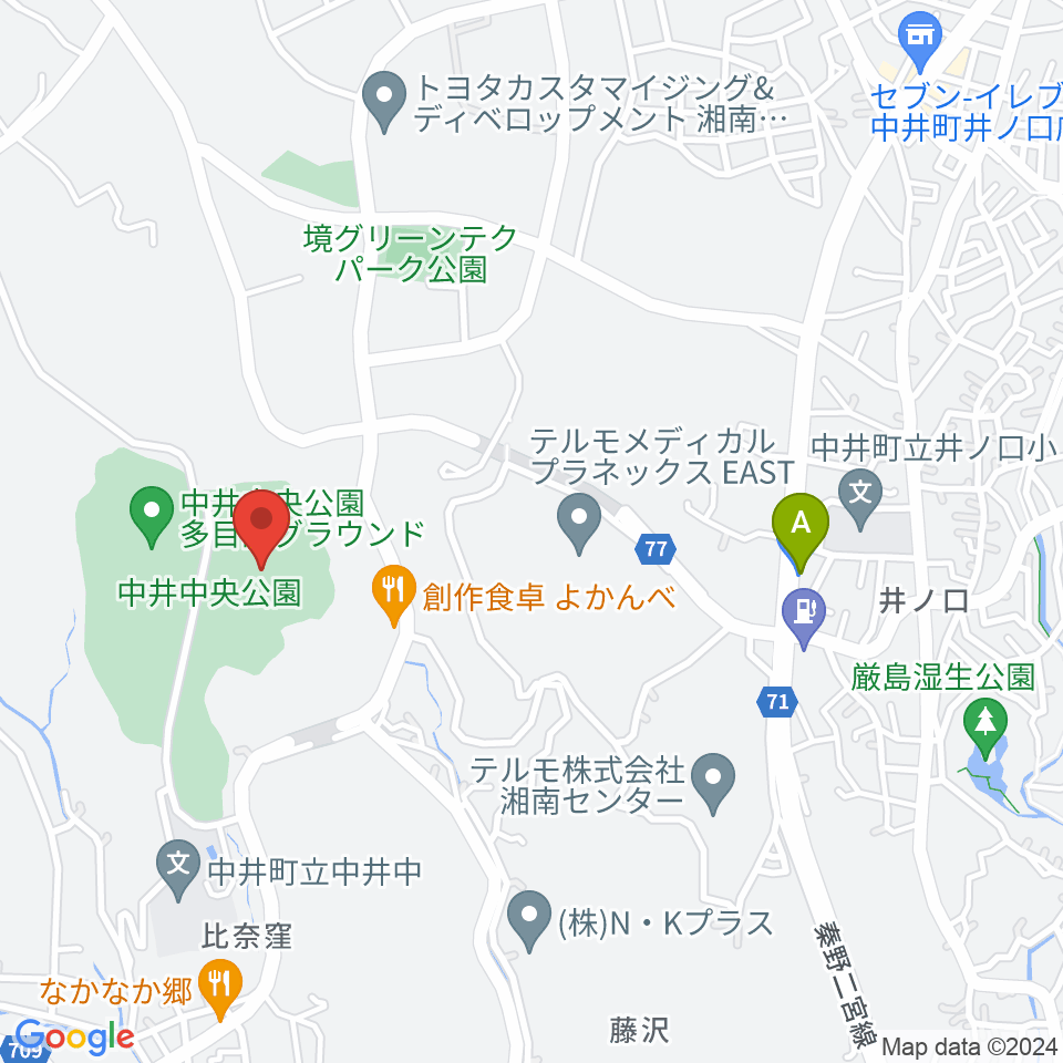 星槎中井スタジアム 中井町中央公園野球場周辺のコンビニエンスストア一覧地図