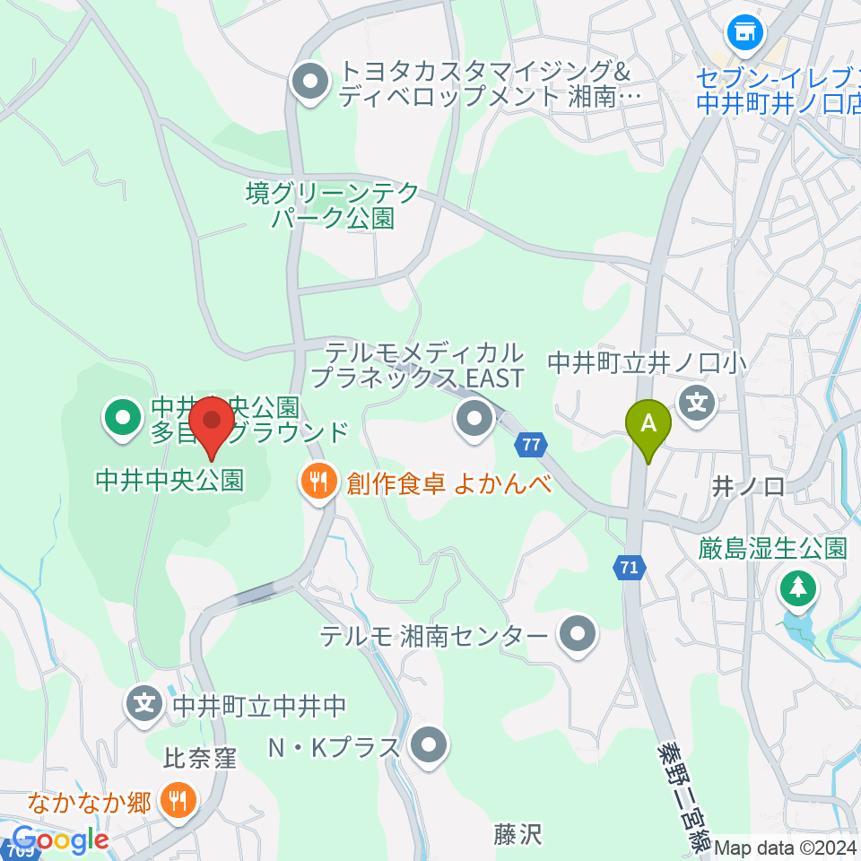 星槎中井スタジアム 中井町中央公園野球場周辺のコンビニエンスストア一覧地図