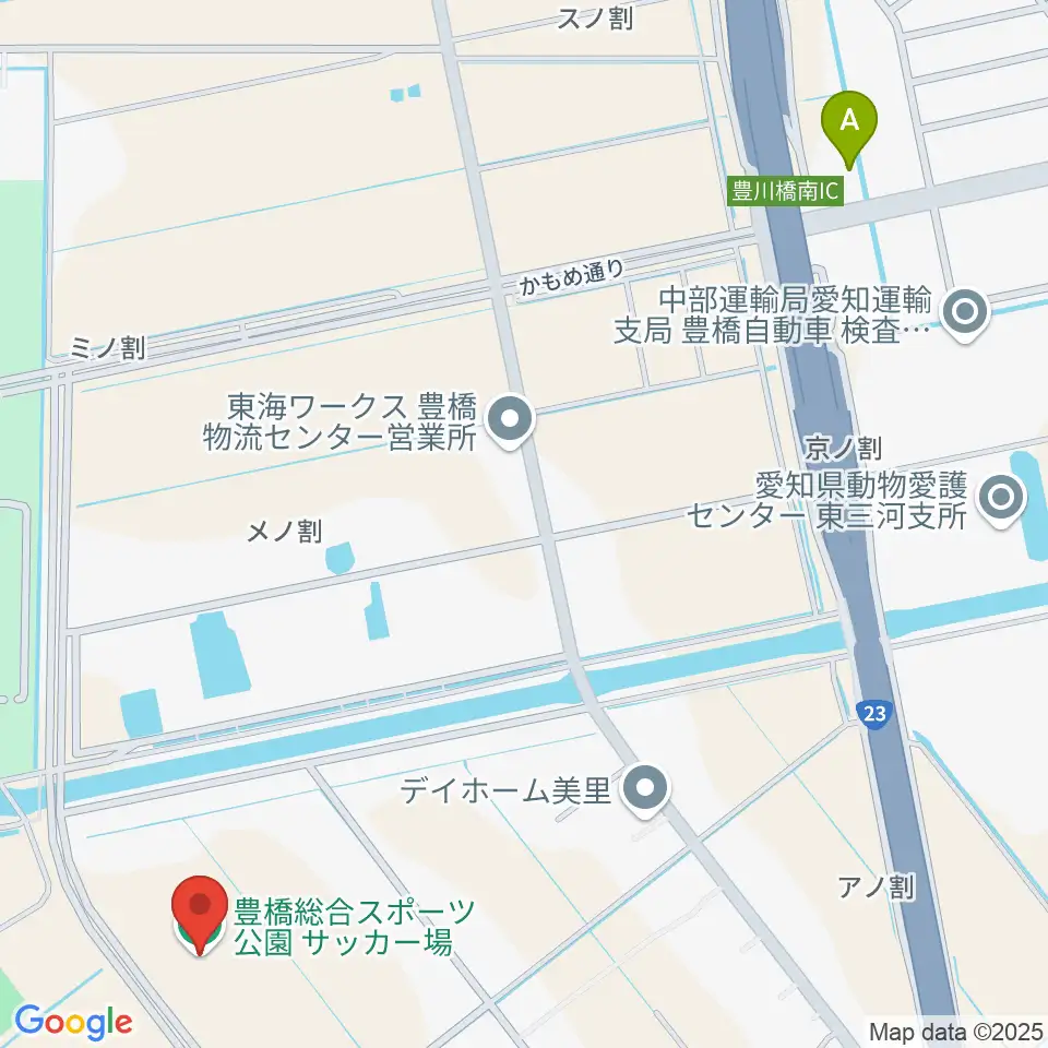 豊橋総合スポーツ公園サッカー場周辺のコンビニエンスストア一覧地図