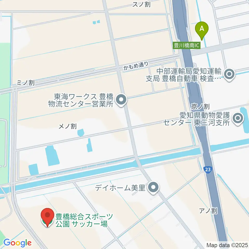 豊橋総合スポーツ公園サッカー場周辺のコンビニエンスストア一覧地図