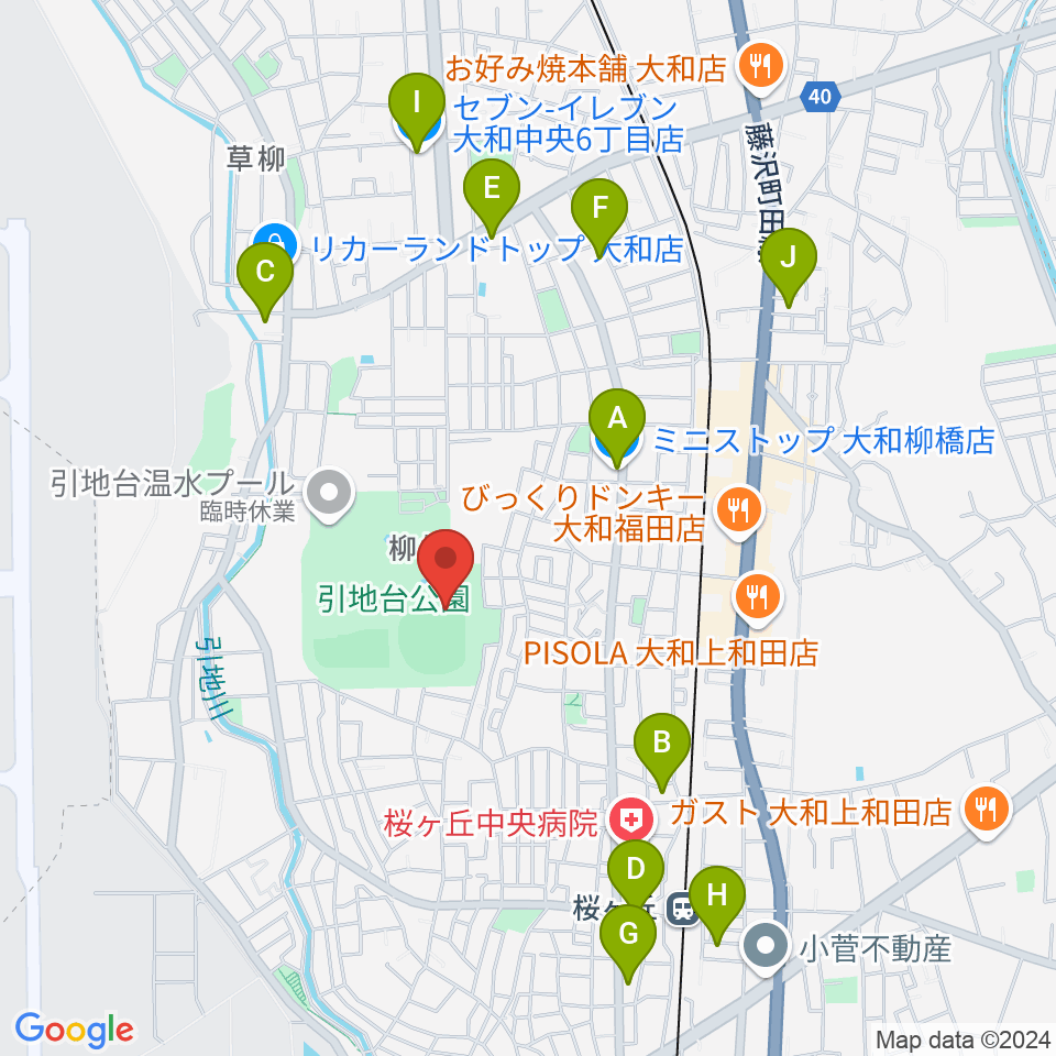 大和スタジアム周辺のコンビニエンスストア一覧地図