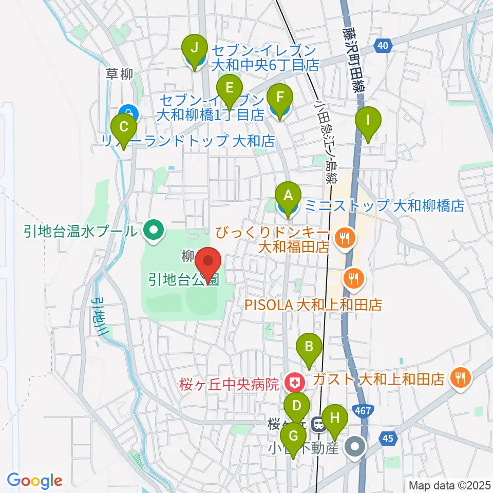 大和スタジアム周辺のコンビニエンスストア一覧地図