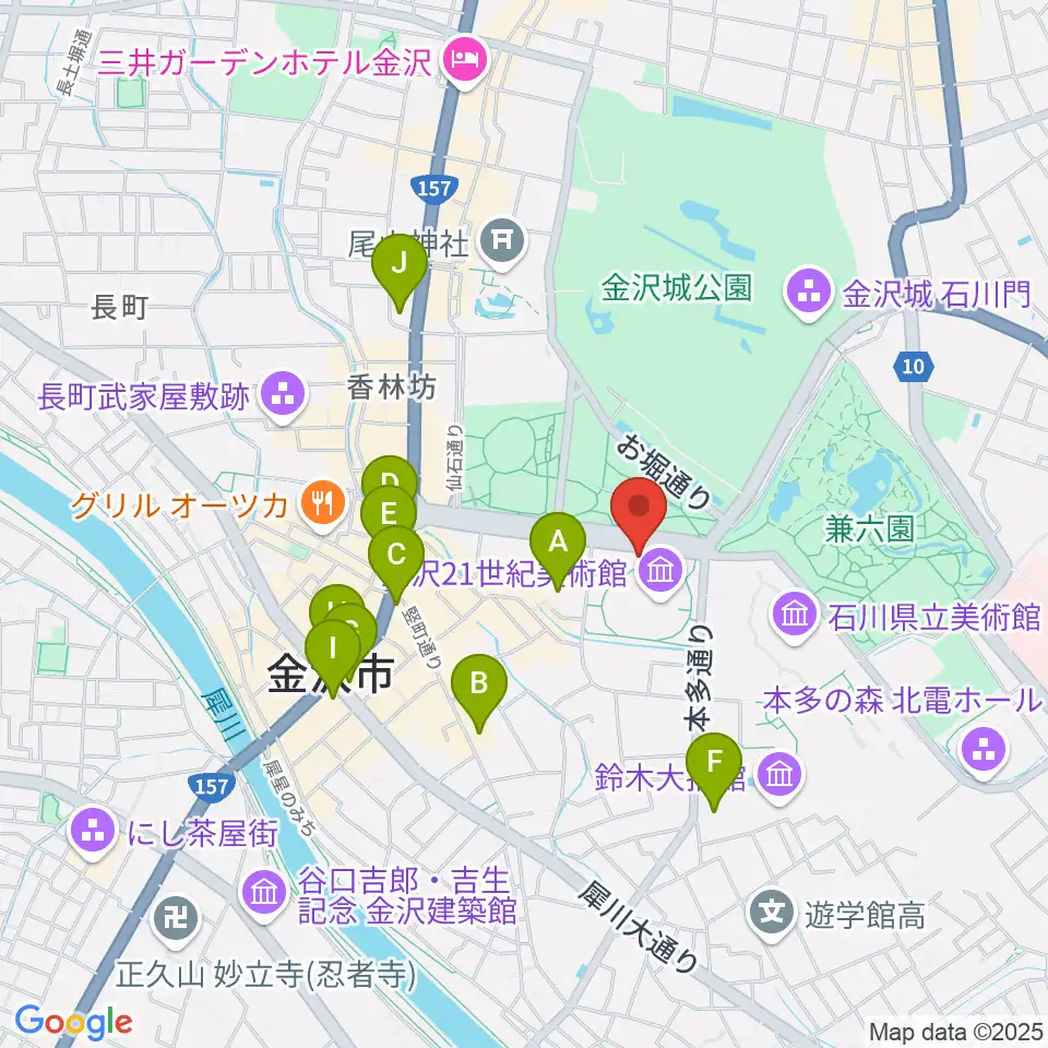金沢能楽美術館周辺のコンビニエンスストア一覧地図