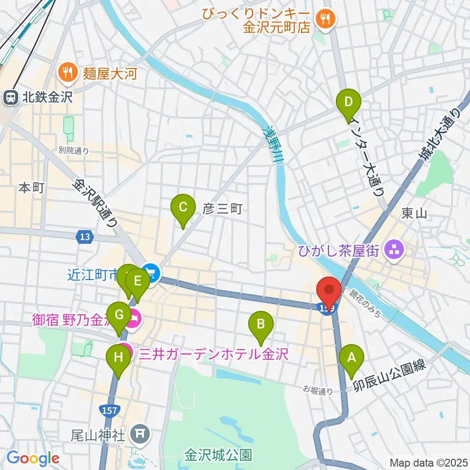 金沢文芸館周辺のコンビニエンスストア一覧地図