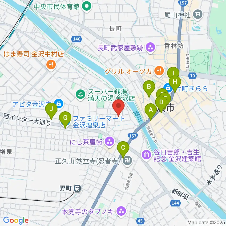 室生犀星記念館周辺のコンビニエンスストア一覧地図