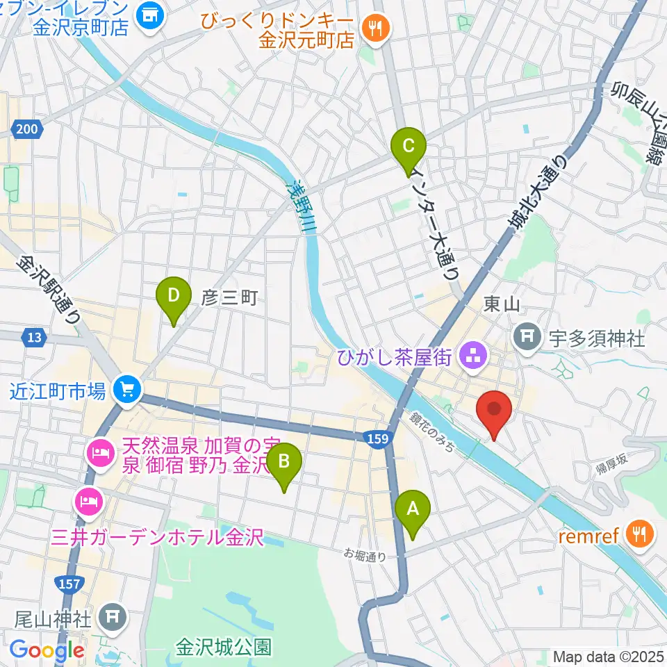 徳田秋聲記念館周辺のコンビニエンスストア一覧地図