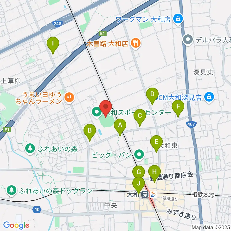 大和なでしこスタジアム周辺のコンビニエンスストア一覧地図