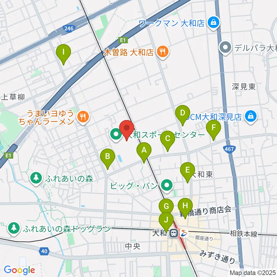 大和なでしこスタジアム周辺のコンビニエンスストア一覧地図