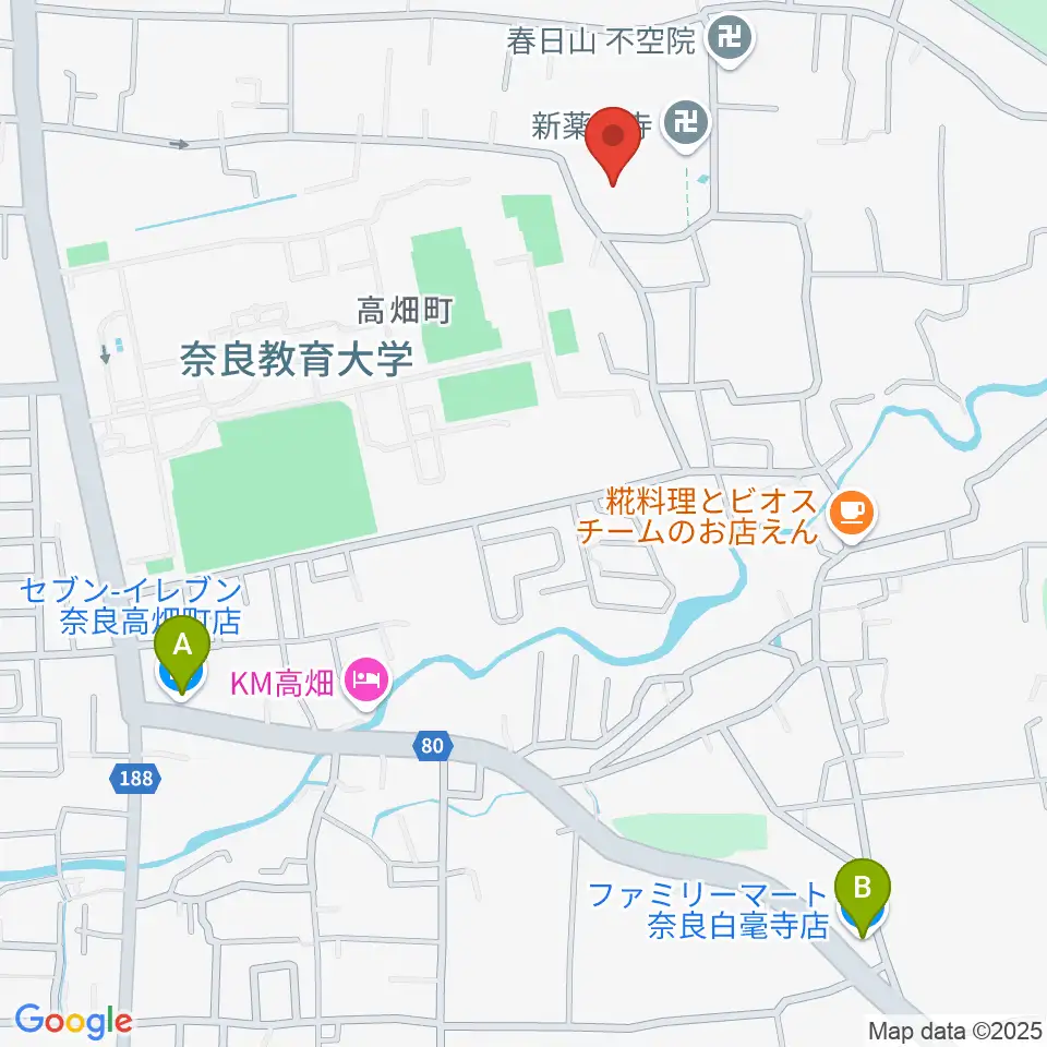 入江泰吉記念奈良市写真美術館周辺のコンビニエンスストア一覧地図