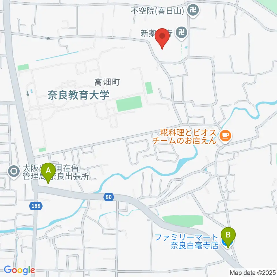 入江泰吉記念奈良市写真美術館周辺のコンビニエンスストア一覧地図