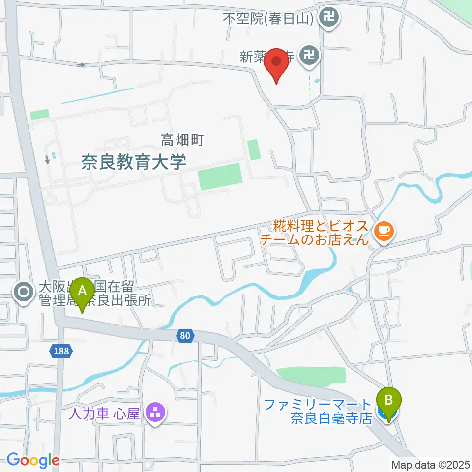 入江泰吉記念奈良市写真美術館周辺のコンビニエンスストア一覧地図