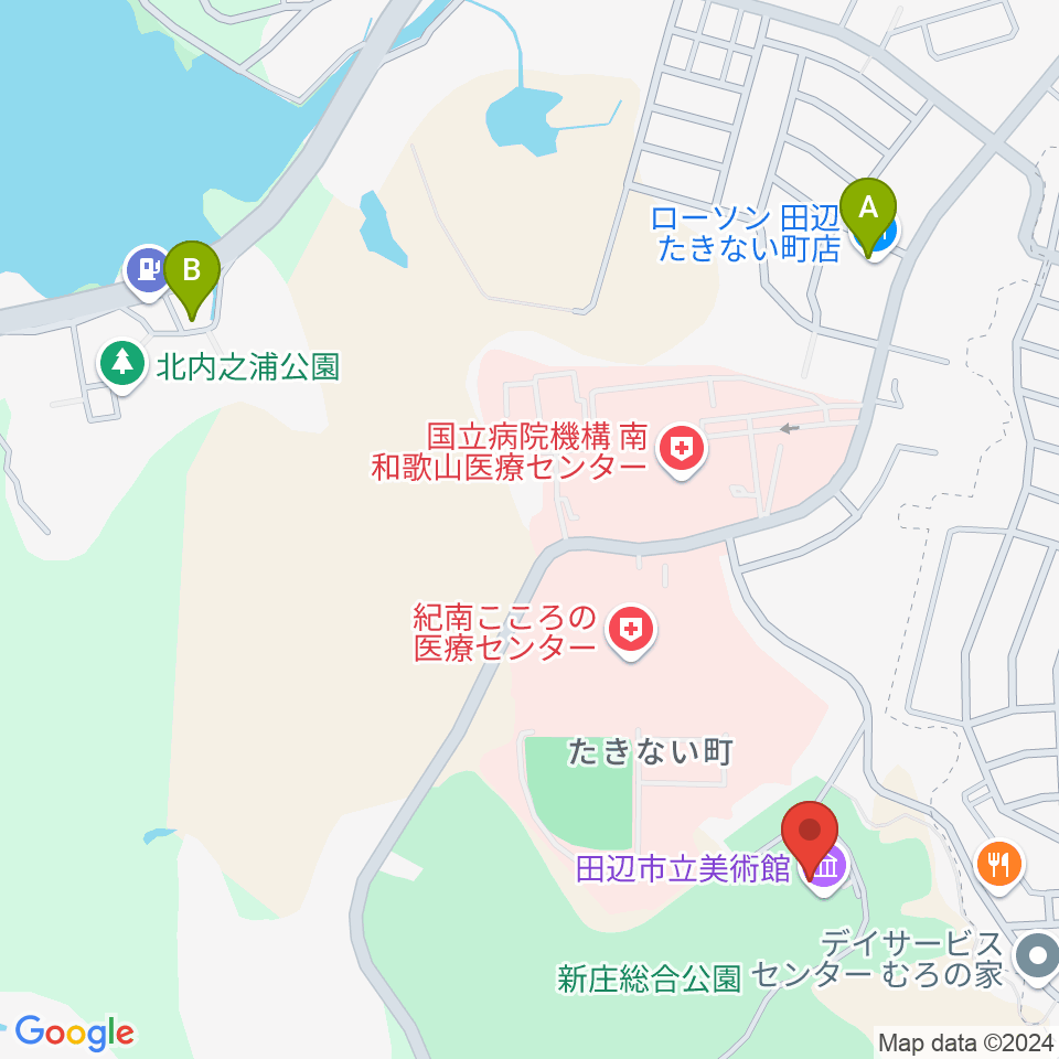 田辺市立美術館周辺のコンビニエンスストア一覧地図