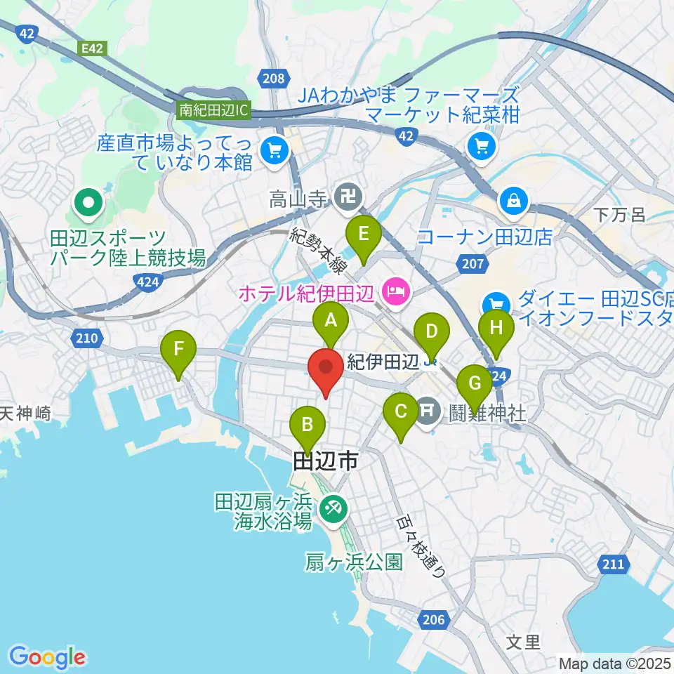 南方熊楠顕彰館周辺のコンビニエンスストア一覧地図