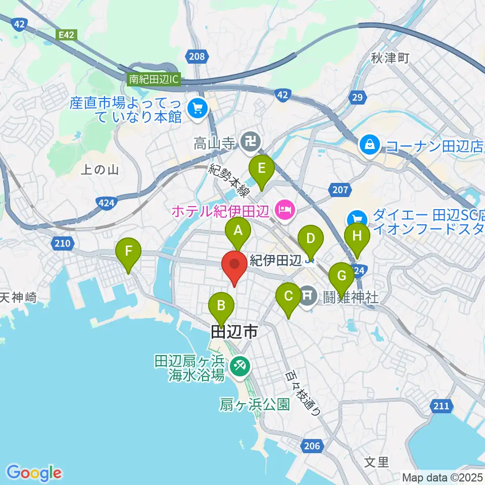 南方熊楠顕彰館周辺のコンビニエンスストア一覧地図