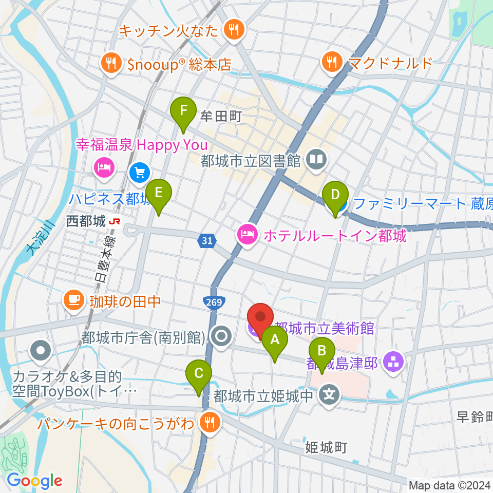 都城市立美術館周辺のコンビニエンスストア一覧地図