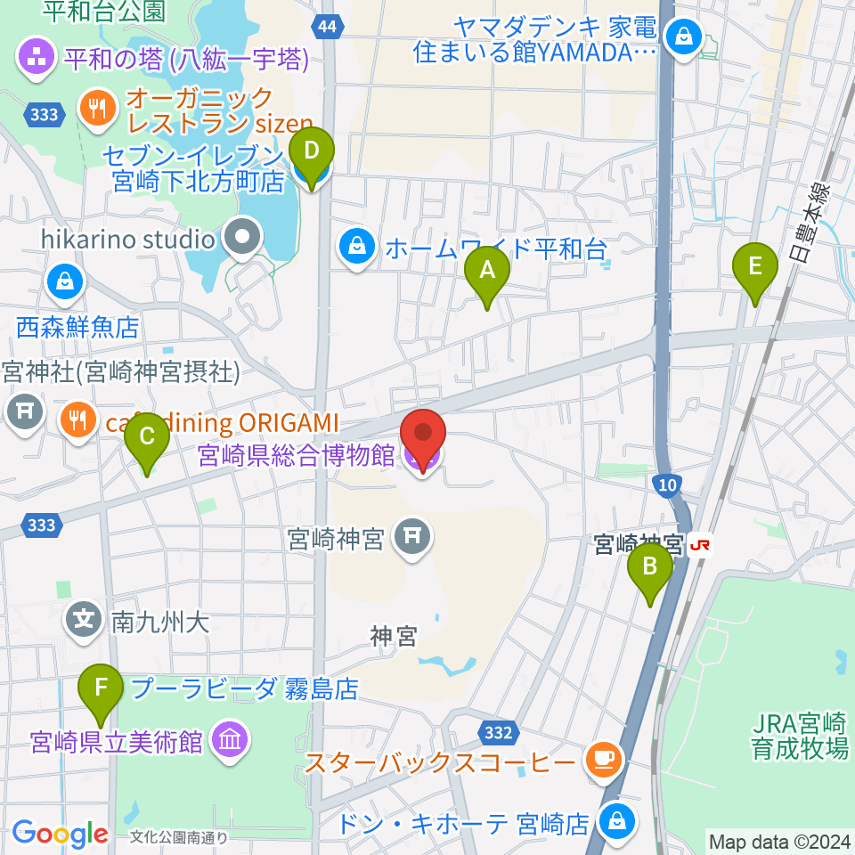 宮崎県総合博物館周辺のコンビニエンスストア一覧地図