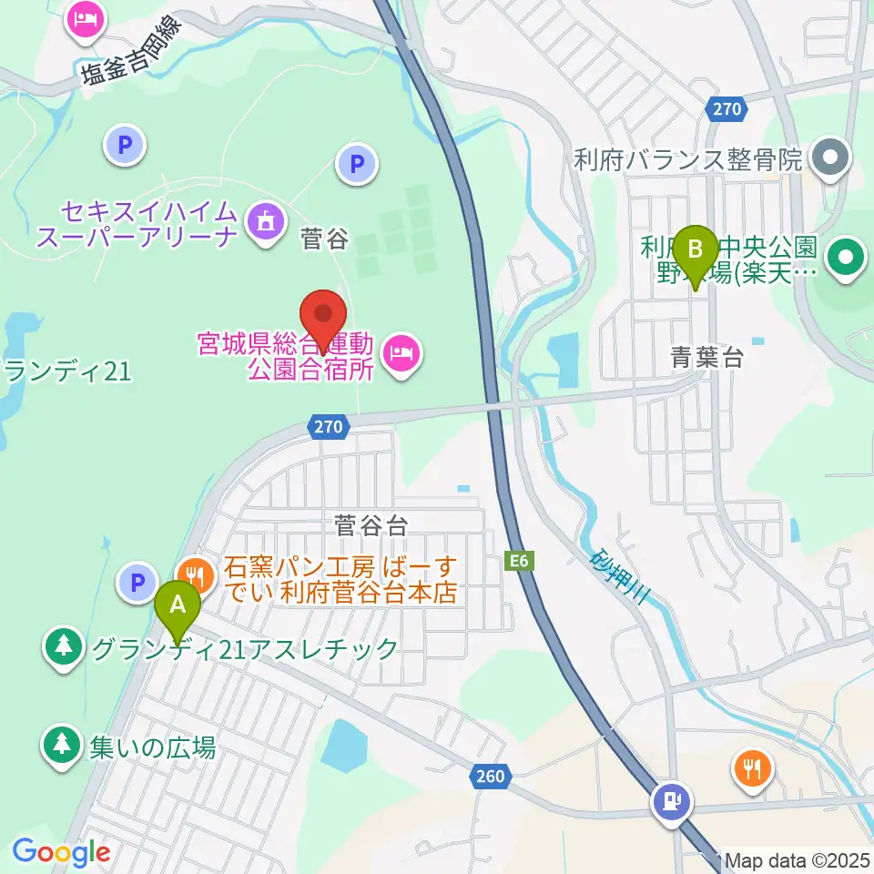 セントラルスポーツ宮城G21プール周辺のコンビニエンスストア一覧地図