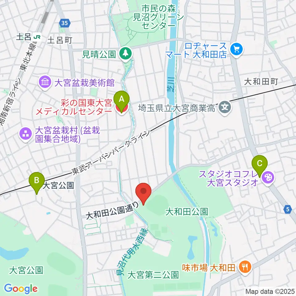 レジデンシャルスタジアム大宮周辺のコンビニエンスストア一覧地図