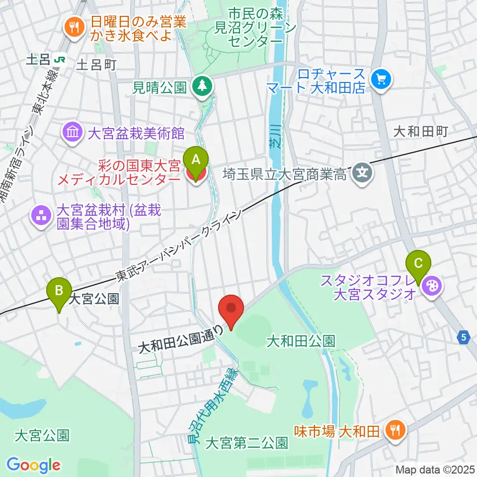 レジデンシャルスタジアム大宮周辺のコンビニエンスストア一覧地図