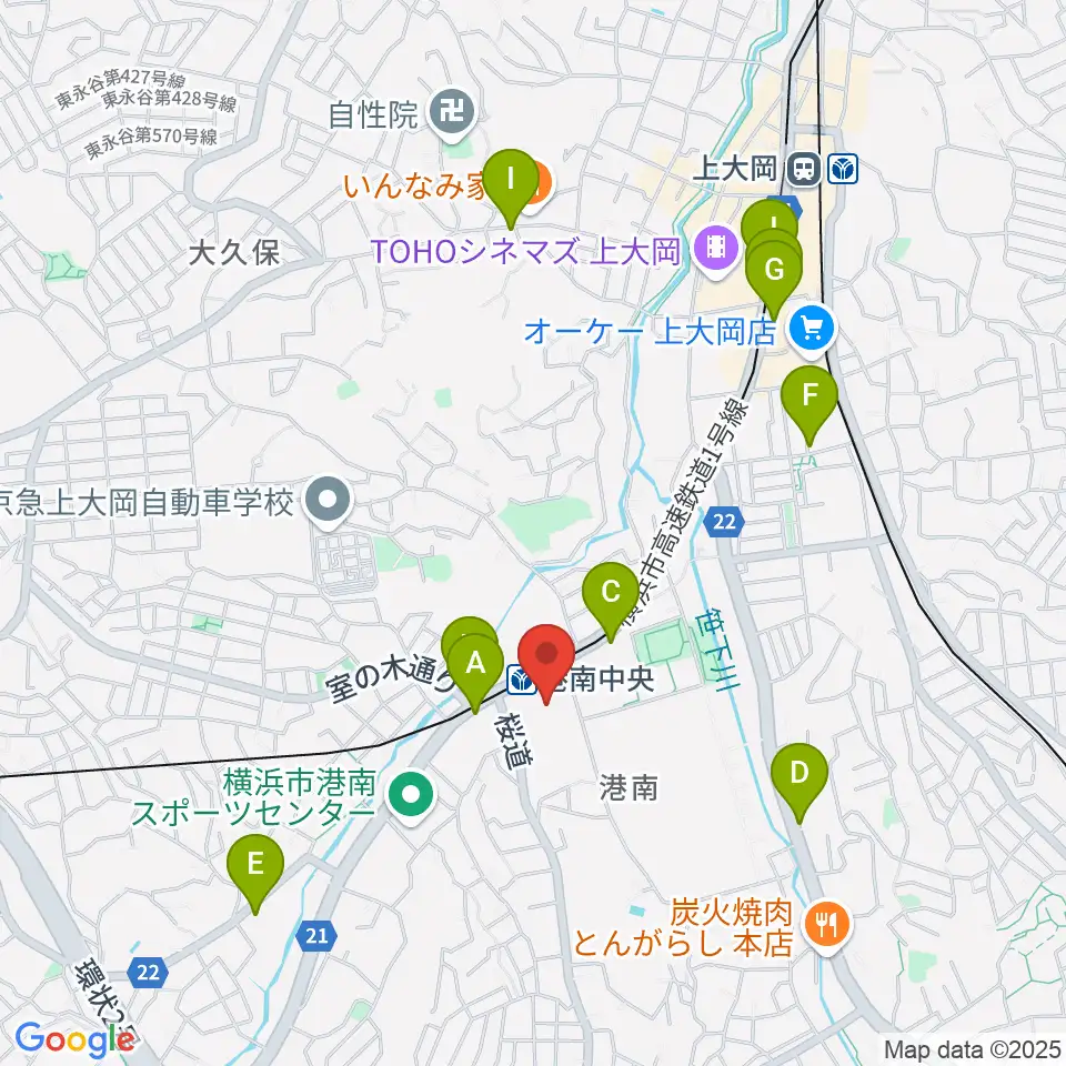 横浜市港南公会堂周辺のコンビニエンスストア一覧地図