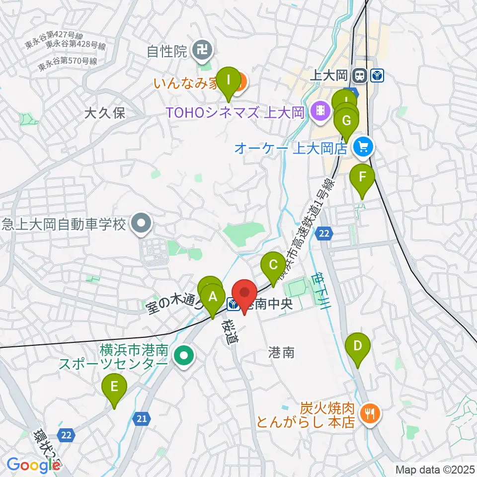 横浜市港南公会堂周辺のコンビニエンスストア一覧地図