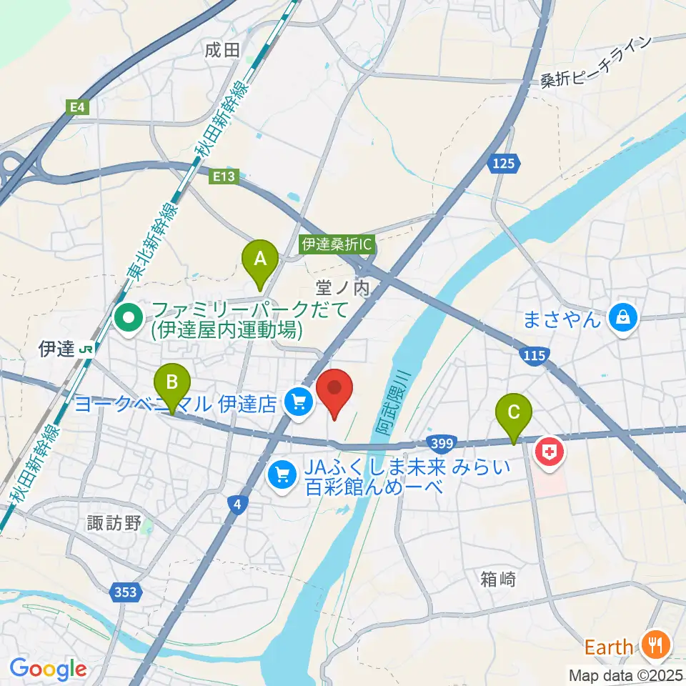 伊達市ふるさと会館MDDホール周辺のコンビニエンスストア一覧地図
