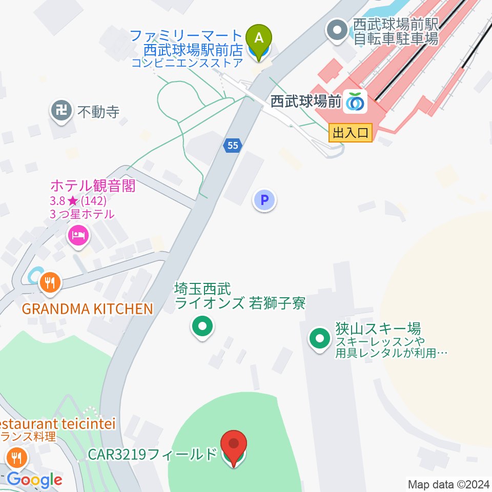 CAR3219フィールド周辺のコンビニエンスストア一覧地図