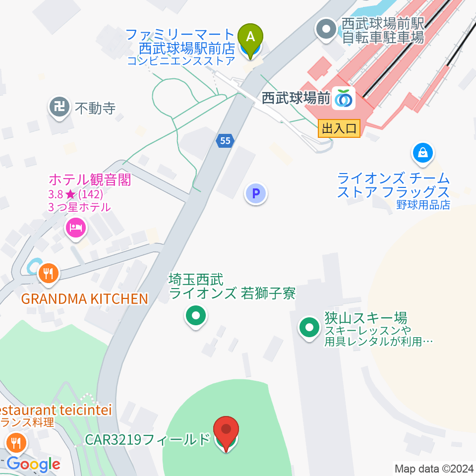 CAR3219フィールド周辺のコンビニエンスストア一覧地図