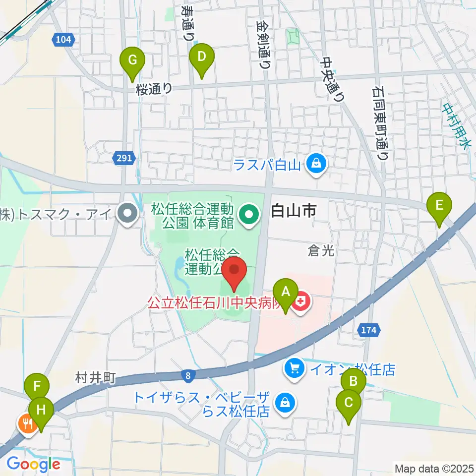 松任総合運動公園陸上競技場周辺のコンビニエンスストア一覧地図