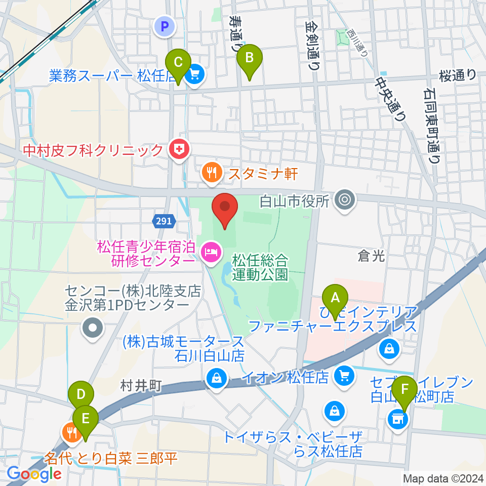 松任総合運動公園グラウンド周辺のコンビニエンスストア一覧地図