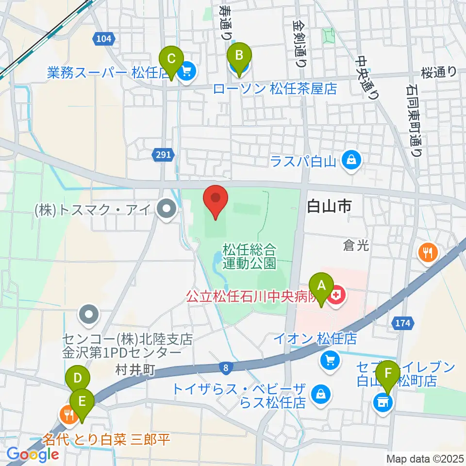 松任総合運動公園グラウンド周辺のコンビニエンスストア一覧地図