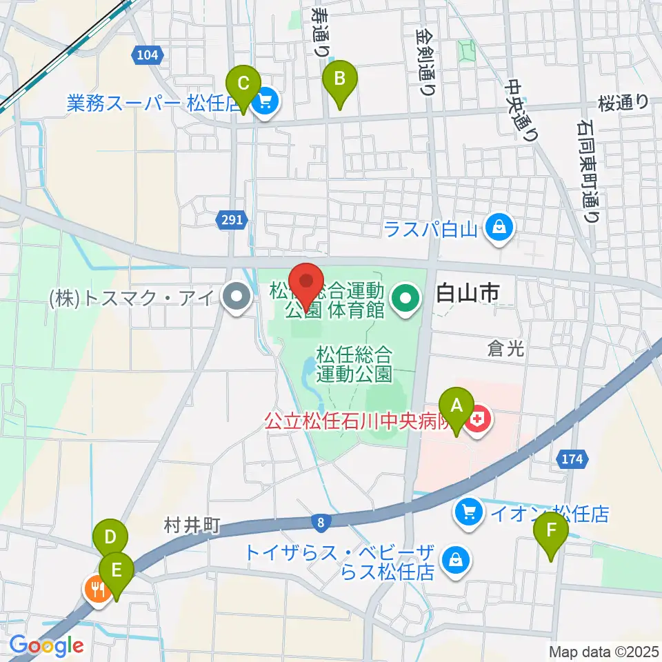 松任総合運動公園グラウンド周辺のコンビニエンスストア一覧地図