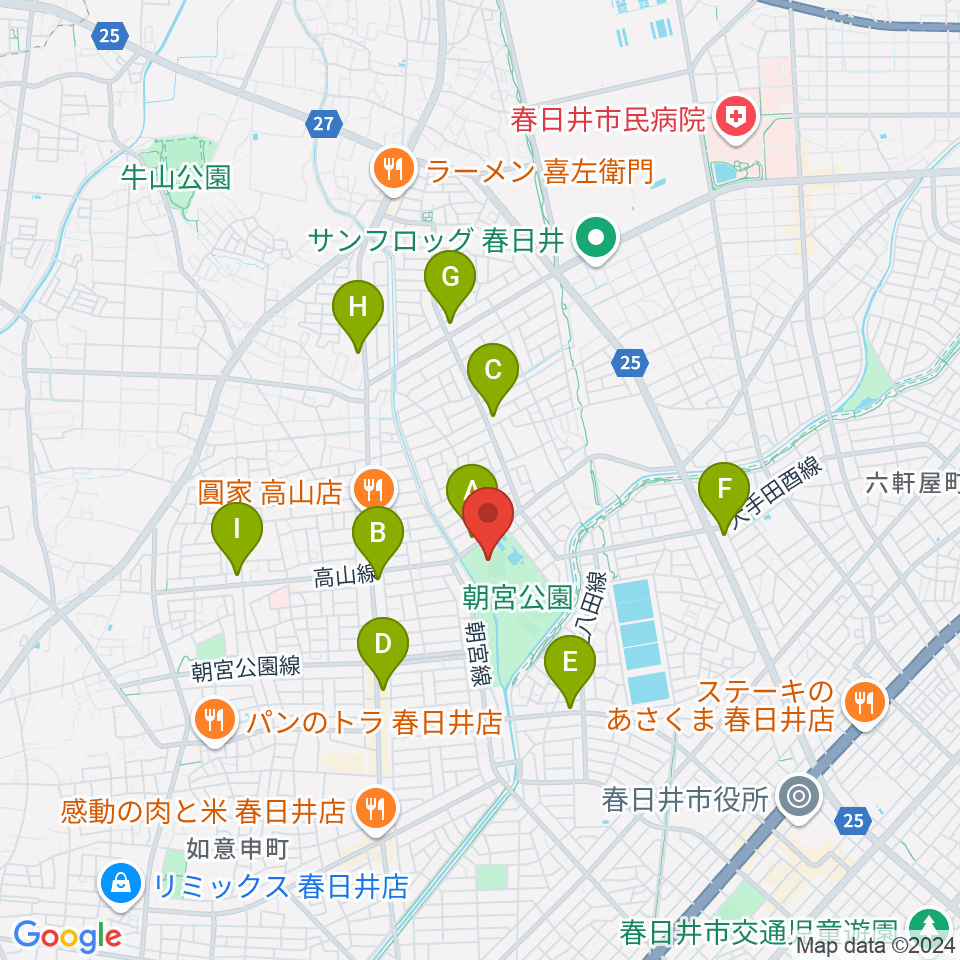 スポーレ春日井 朝宮公園陸上競技場周辺のコンビニエンスストア一覧地図