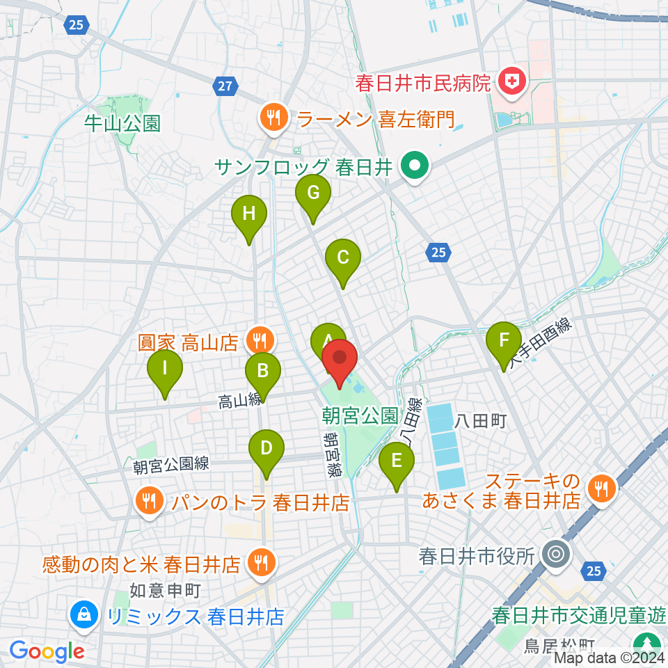 スポーレ春日井 朝宮公園陸上競技場周辺のコンビニエンスストア一覧地図