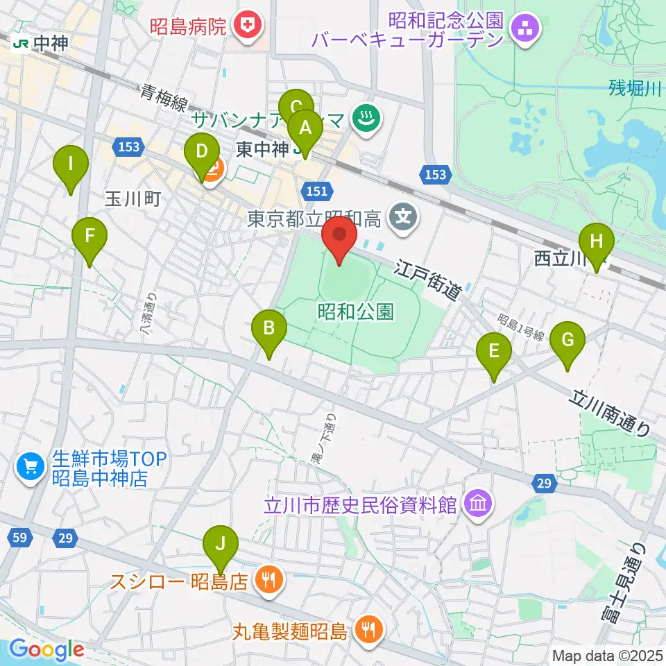 S&D昭島スタジアム周辺のコンビニエンスストア一覧地図