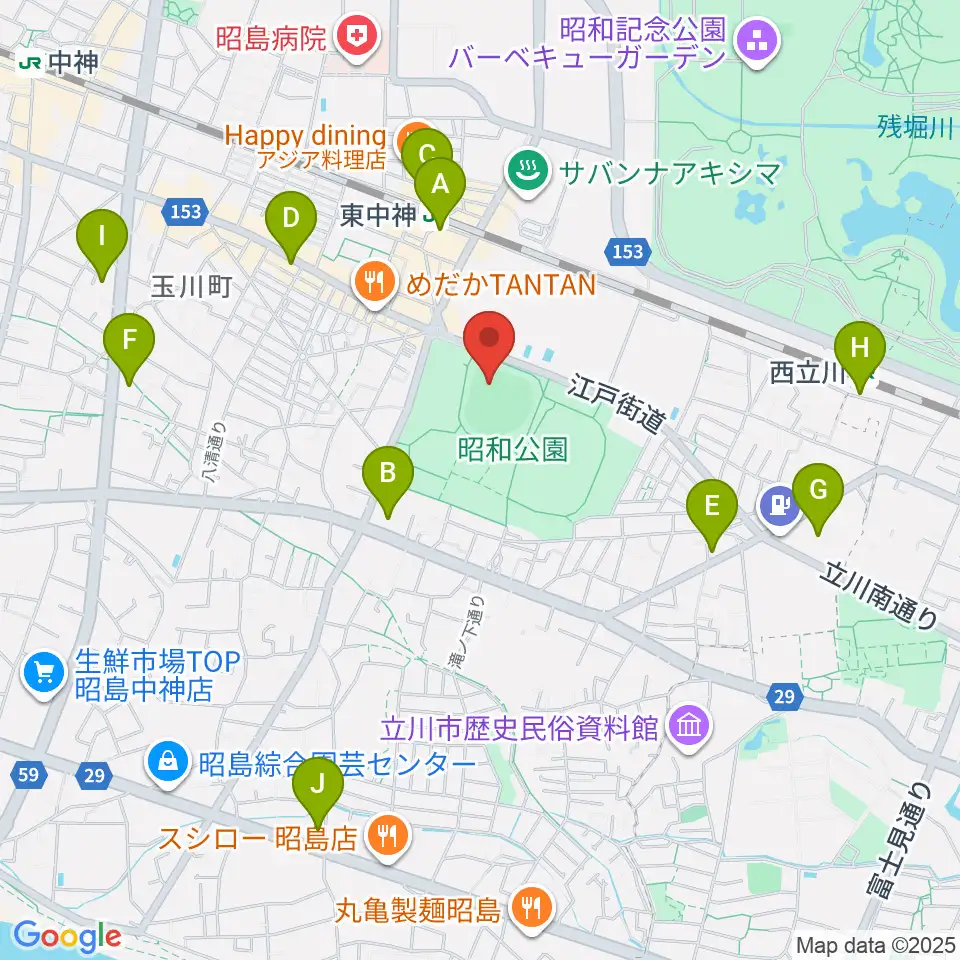 S&D昭島スタジアム周辺のコンビニエンスストア一覧地図