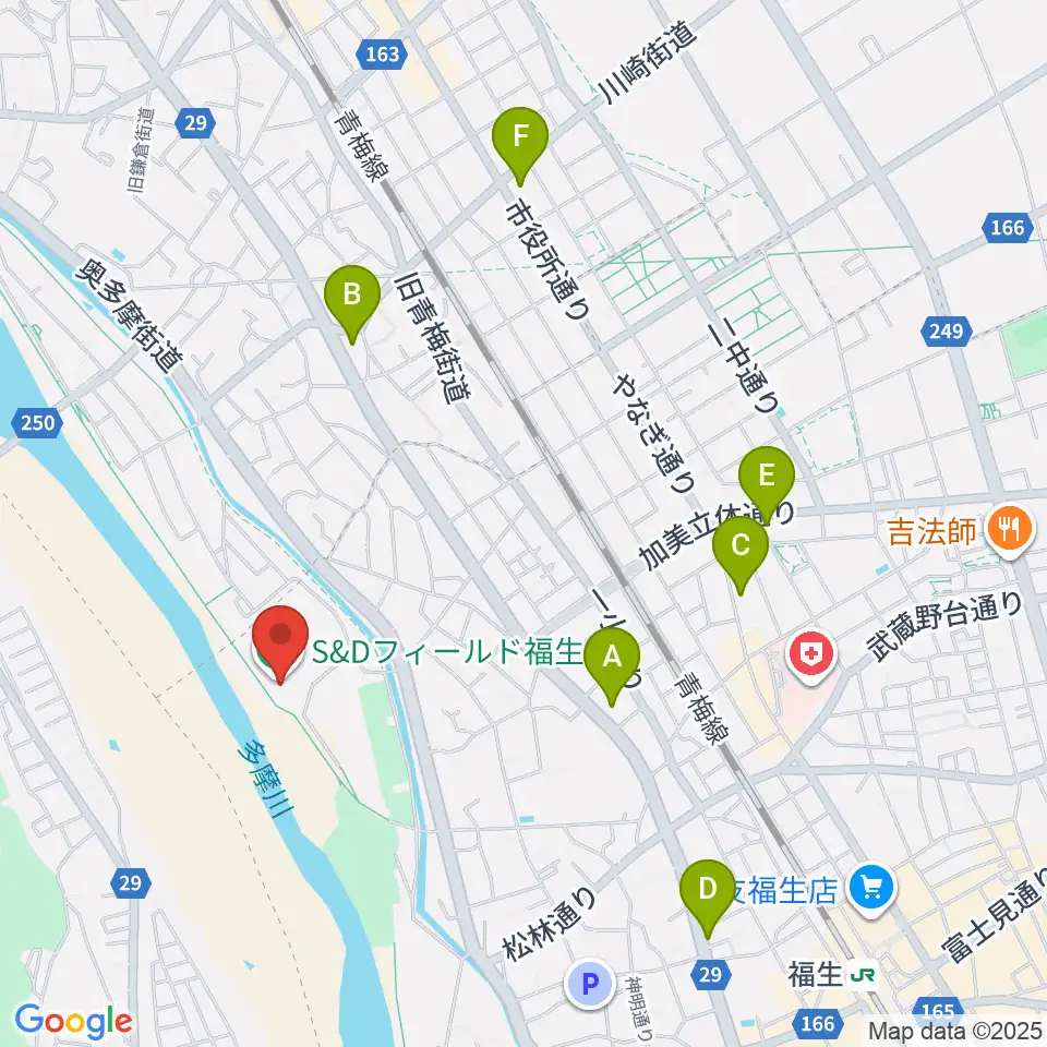 S&Dフィールド福生周辺のコンビニエンスストア一覧地図