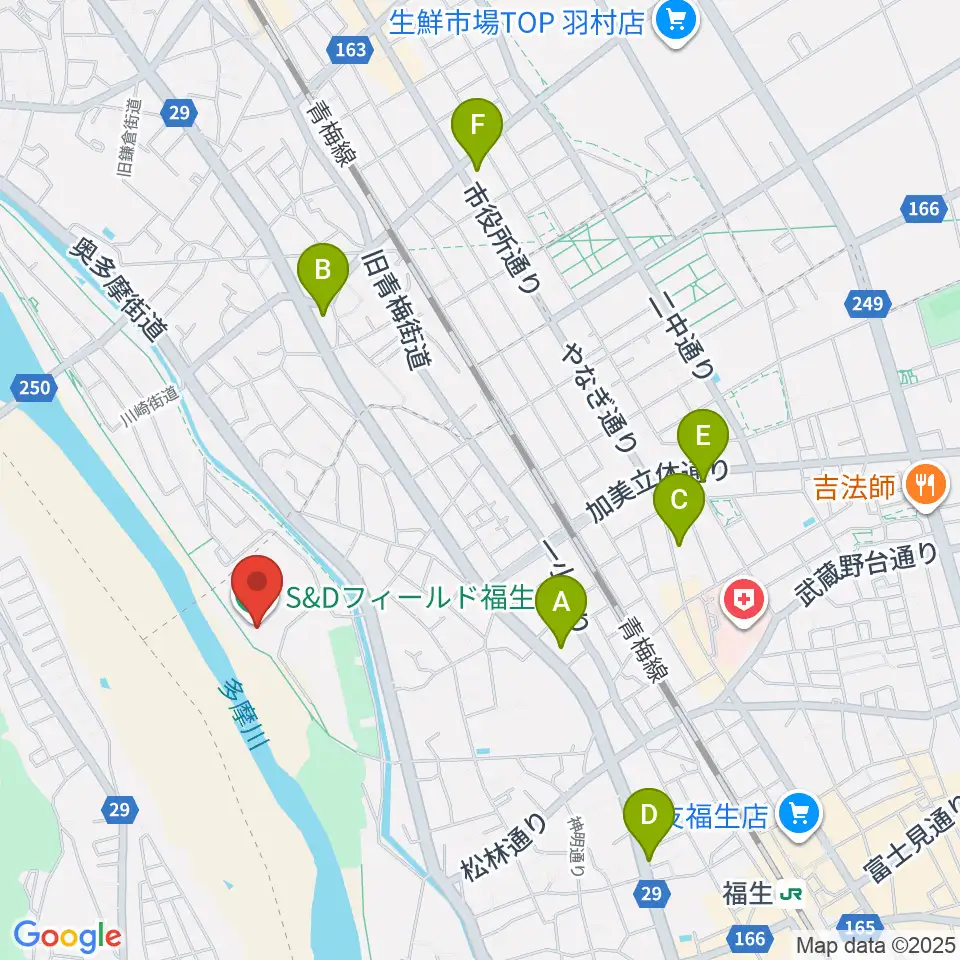 S&Dフィールド福生周辺のコンビニエンスストア一覧地図