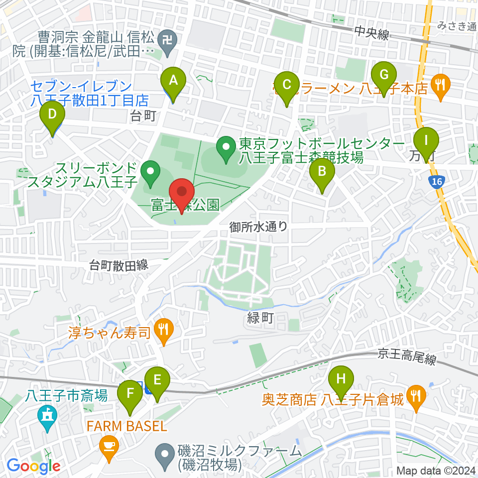 八王子市富士森体育館周辺のコンビニエンスストア一覧地図