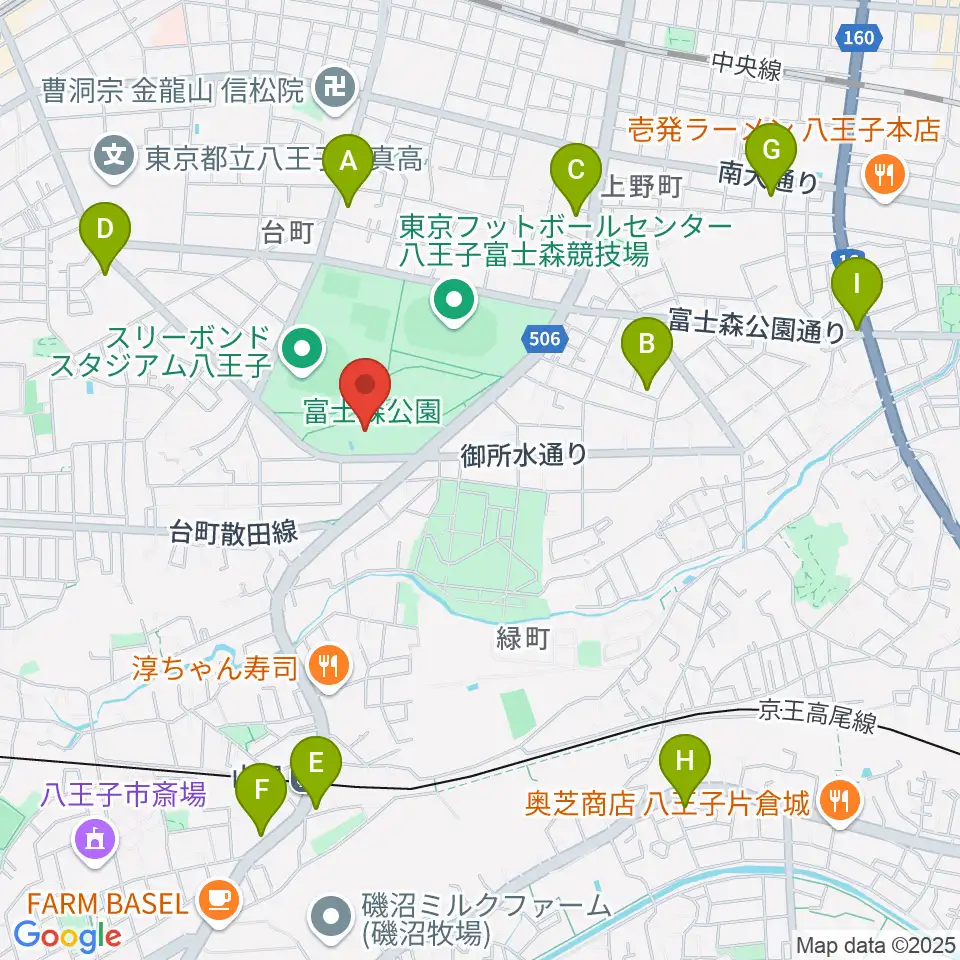 八王子市富士森体育館周辺のコンビニエンスストア一覧地図