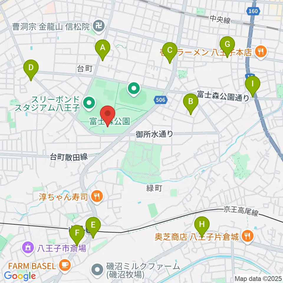 八王子市富士森体育館周辺のコンビニエンスストア一覧地図