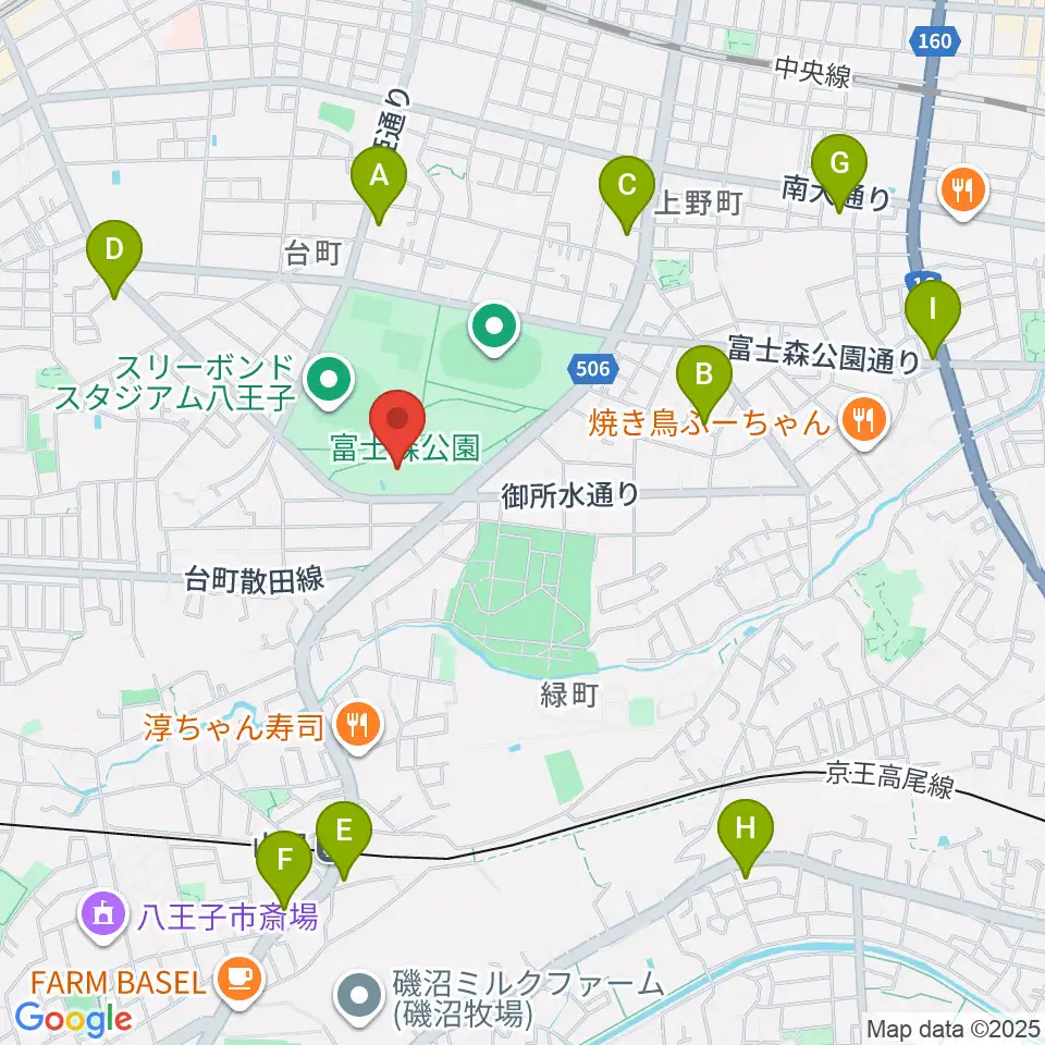 八王子市富士森体育館周辺のコンビニエンスストア一覧地図
