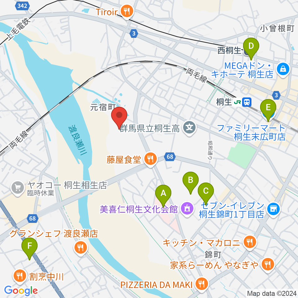 森エンジニアリング桐生スタジアム周辺のコンビニエンスストア一覧地図